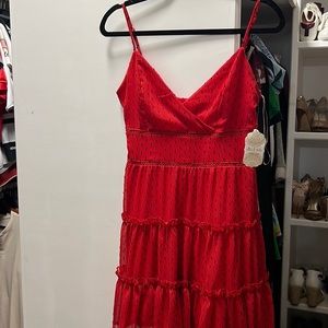 Red and black ruffled dress